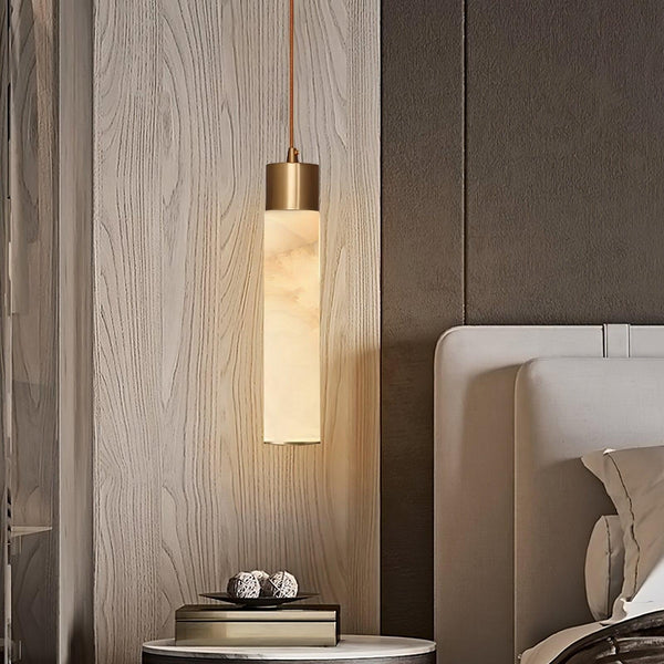 Vera Minimalist Alabaster Brass Pendant Light
